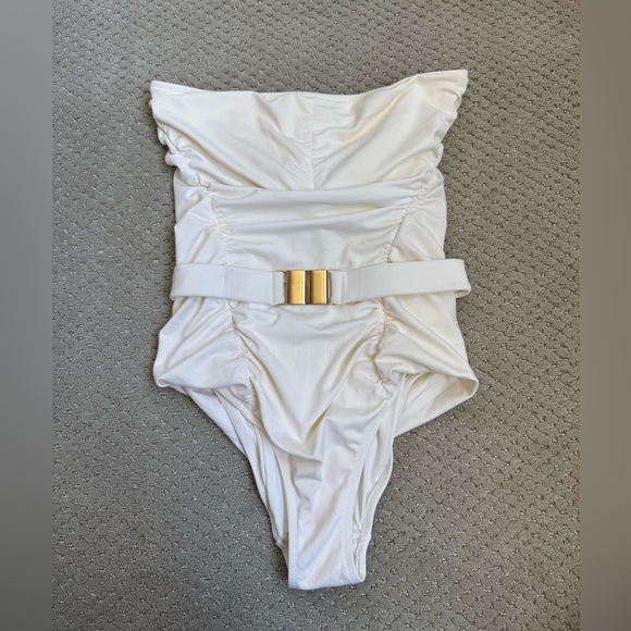 Melissa Odabash Other - Melissa Odabash White Strapless Swimsuit with Gold Buckle
